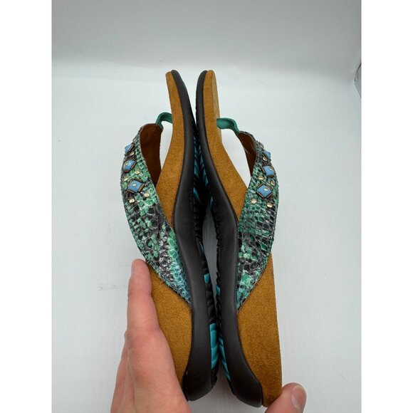 Vionic Floriana Embellished Sandals Womens 9 Snake Turquoise Jewel Flip Flop - Picture 8 of 9
